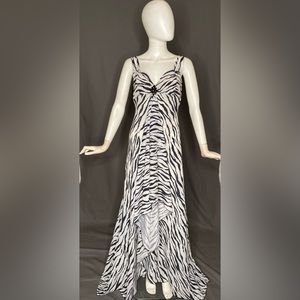 Zebra print gown with a baby-doll a-line cut